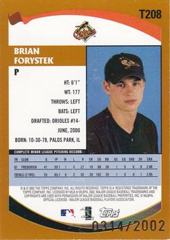2002 Topps Traded & Rookies - Gold #T208 Brian Forystek  Back