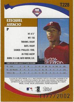 2002 Topps Traded & Rookies - Gold #T228 Ezequiel Astacio  Back