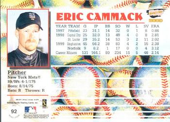 2000 Pacific Revolution #92 Eric Cammack Back