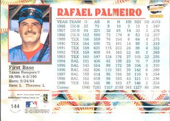 2000 Pacific Revolution #144 Rafael Palmeiro Back