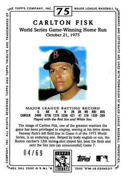 2002 Topps Tribute - First Impressions #75 Carlton Fisk Back