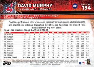 2015 Topps Mini - Red #194 David Murphy Back
