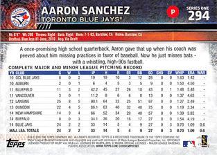 2015 Topps Mini - Red #294 Aaron Sanchez Back
