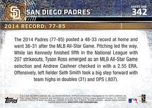 2015 Topps Mini - Red #342 San Diego Padres Back