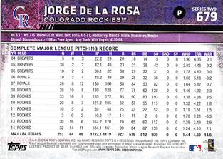 2015 Topps Mini - Red #679 Jorge De La Rosa Back