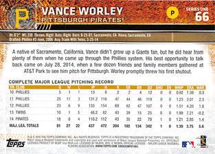 2015 Topps Mini - Gold #66 Vance Worley Back