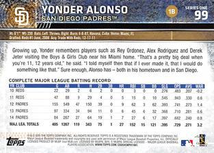 2015 Topps Mini - Gold #99 Yonder Alonso Back