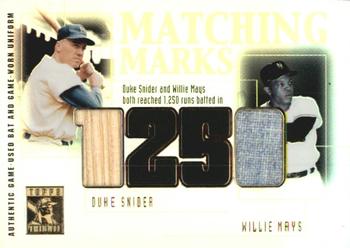 2002 Topps Tribute - Matching Marks Dual Relics #MM-SM Duke Snider / Willie Mays Front