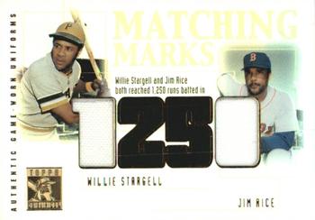 2002 Topps Tribute - Matching Marks Dual Relics #MM-SR Willie Stargell / Jim Rice Front