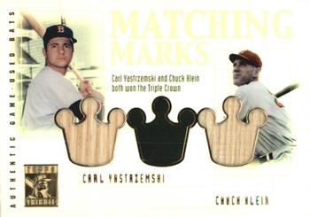 2002 Topps Tribute - Matching Marks Dual Relics #MM-YK Carl Yastrzemski / Chuck Klein Front