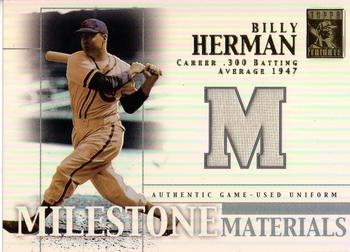 2002 Topps Tribute - Milestone Materials #MIM-BH Billy Herman Front