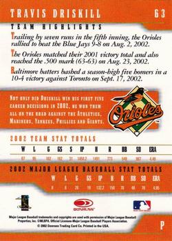 2003 Donruss Team Heroes - Chicago Collection #63 Travis Driskill Back