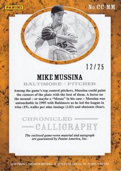 2016 Panini Pantheon - Chronicled Calligraphy Gold #CC-MM Mike Mussina Back