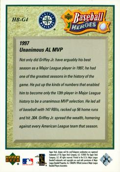 2002 UD Authentics - Heroes of Baseball #HB-G4 Ken Griffey Jr. Back