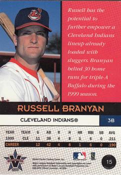 2000 Pacific Vanguard #15 Russell Branyan Back