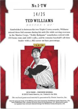 2016 Panini Pantheon - Immortals Gold #I-TW Ted Williams Back