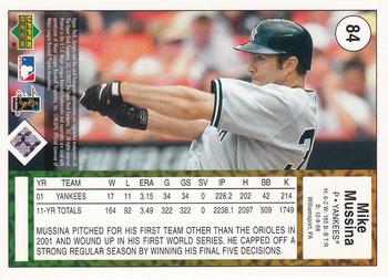2002 UD Authentics - Reverse Negatives #84 Mike Mussina  Back