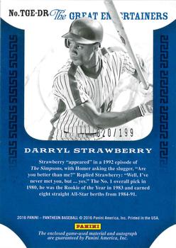 2016 Panini Pantheon - The Great Entertainers #TGE-DR Darryl Strawberry Back