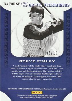 2016 Panini Pantheon - The Great Entertainers Bronze #TGE-SF Steve Finley Back
