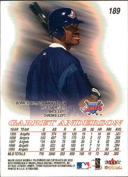 2000 SkyBox #189 Garret Anderson Back