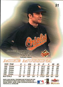 2000 SkyBox #91 Mike Mussina Back