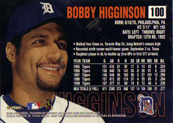 2000 SkyBox Dominion #100 Bobby Higginson Back