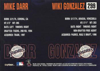 2000 SkyBox Dominion #299 Mike Darr / Wiki Gonzalez Back