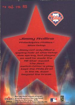 2002 Ultra - Rising Stars #4 RS Jimmy Rollins  Back