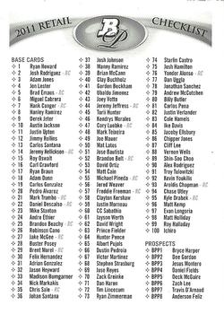 2011 Bowman Platinum - Checklists (Retail) #1 Checklist: Base and Prospects Front
