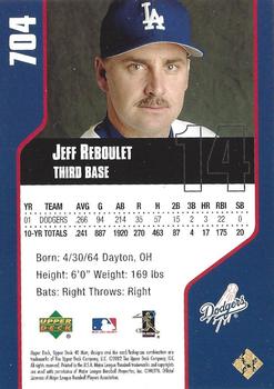 2002 Upper Deck 40-Man - Electric #704 Jeff Reboulet  Back