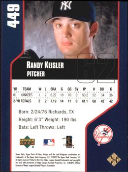 2002 Upper Deck 40-Man - Electric Rainbow #449 Randy Keisler  Back