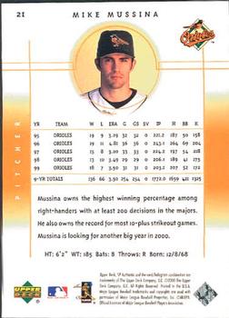 2000 SP Authentic #21 Mike Mussina Back