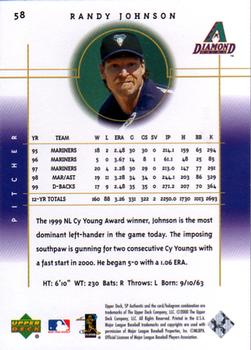 2000 SP Authentic #58 Randy Johnson Back