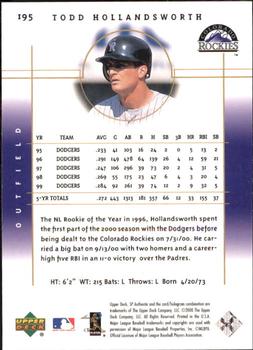 2000 SP Authentic #195 Todd Hollandsworth Back