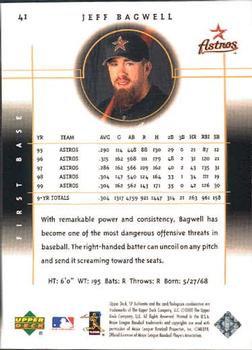 2000 SP Authentic #41 Jeff Bagwell Back