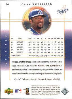 2000 SP Authentic #60 Gary Sheffield Back