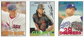 2016 Topps Heritage - 1967 Ad Panels #NNO Brad Ziegler / Johnny Cueto / Bud Norris Front