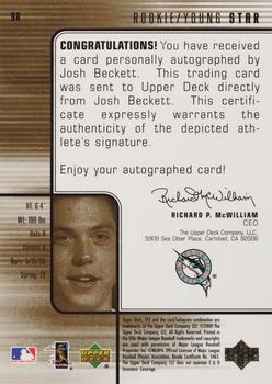 2000 SPx #98 Josh Beckett Back