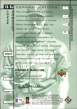 2002 Upper Deck Ballpark Idols - Field Garb Jerseys #FG-RJ Randy Johnson  Back