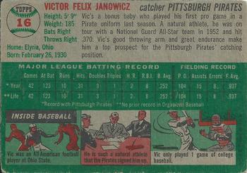 1954 Topps Canadian #16 Vic Janowicz Back