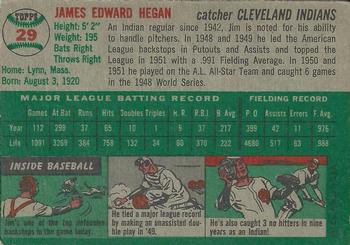1954 Topps Canadian #29 Jim Hegan Back