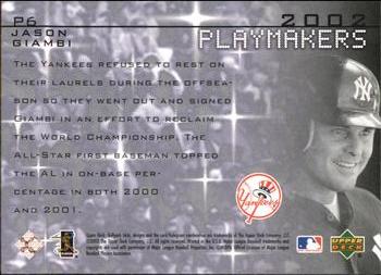 2002 Upper Deck Ballpark Idols - Playmakers #P6 Jason Giambi  Back