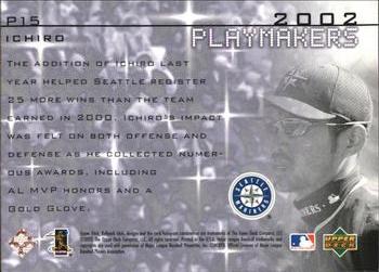 2002 Upper Deck Ballpark Idols - Playmakers #P15 Ichiro Back