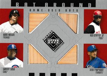 2002 Upper Deck Diamond Connection - Bat Around Game-Used Bats Quad #BA-HGSR Todd Helton / Ken Griffey Jr. / Sammy Sosa / Alex Rodriguez Front