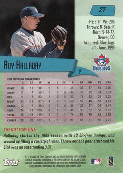 2000 Stadium Club #27 Roy Halladay Back