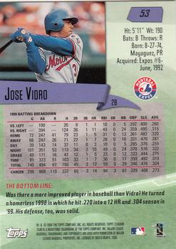 2000 Stadium Club #53 Jose Vidro Back