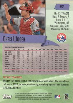 2000 Stadium Club #63 Chris Widger Back