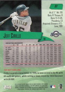 2000 Stadium Club #81 Jeff Cirillo Back