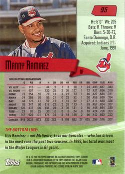 2000 Stadium Club #95 Manny Ramirez Back