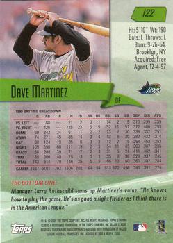 2000 Stadium Club #122 Dave Martinez Back